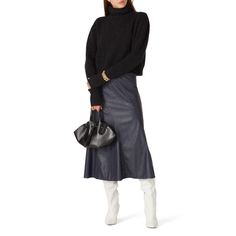 Navy leather (57% Polyurethane, 43% Polyester). Skirt. Side zipper closure. 33" from waist to hemline. Imported. Polyester Skirt, Rent The Runway, Closet Designs, Navy Leather, Faux Leather Skirt, Rebecca Taylor, Bags Accessories, Side Zipper, Leather Skirt