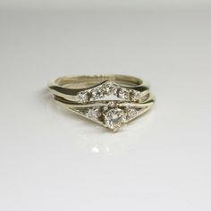 Vintage Wedding Ring With Channel Set, Vintage Wedding Rings Channel Set, Vintage Channel Set Diamond Ring For Anniversary, Vintage White Gold Channel Set Ring, Vintage Channel Set Wedding Ring, Vintage Channel Set Diamond Ring, Vintage Channel Set Ring In White Gold, Vintage Wedding Ring Set, Vintage Wedding Ring Sets