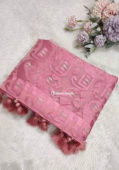 Exclusive Boutique Designer Muslin Saree - db20514 Pink Tissue Silk Saree With Dori Work, Pink Tissue Silk Dupatta With Dori Work, Pink Dori Work Art Silk Dupatta, Pink Embroidered Tissue Silk Fabric For Festive Occasions, Pink Festive Embroidered Tissue Silk Fabric, Pink Embroidered Fabric With Pallu For Eid, Pink Tissue Silk Dupatta With Zari Work, Pink Tissue Silk Saree For Eid, Pink Zari Work Tissue Silk Dupatta