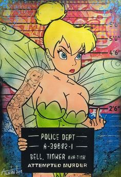 Evil Tinkerbell, Pop Art Disney, Tinkerbell Drawing, Tinkerbell Pictures, Disney Pop Art, Punk Disney Princesses, Alec Monopoly, Tinkerbell And Friends, Punk Disney