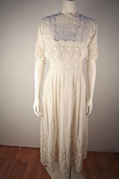 Cotton Broderie Anglaise Wedding Dress, Wedding Cotton Dresses With Broderie Anglaise, Broderie Anglaise Cotton Wedding Dress, Bohemian Cream Vintage Dress For Wedding, Bohemian Cream Vintage Wedding Dress, Elegant Wedding Dresses With Broderie Anglaise, Vintage Cotton Victorian Wedding Dress, Vintage Cotton Wedding Dress With Lace Trim, Cotton Vintage Wedding Dress With Lace Trim