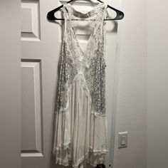 Dress Is Brand New With Tags, Never Worn White Flowy Sleeveless Mini Dress, White Flowy Mini Dress For Party, White Bohemian Mini Dress For Wedding, Bohemian White Mini Dress For Wedding, Tell Tale Heart, Heart Dress, Free People Dresses, Free People Dress, White Cream