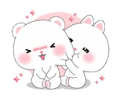 two white bears sitting next to each other