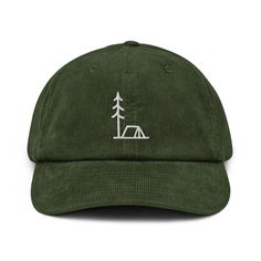 This camping hat themed hat is not just practical; it is also stylish and versatile. Whether you're going on a hiking trip, camping adventure, or simply running errands around town, this hat is the perfect accessory to complete your look. Its lightweight and packable design make it easy to bring with you wherever you go. * 100% cotton corduroy * Soft, unstructured crown * Cotton twill sweatband and taping * Adjustable buckle 🌿 Eco-Friendly Production ✈️ Ships Internationally 🎁💝 Beautiful gift Camping Hat, Embroidered Corduroy, Hat Aesthetic, Corduroy Hat, Cadeau Parents, Hat Embroidery, Corduroy Fabric, Embroidered Hats, Dad Caps