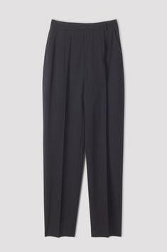 Julie Trouser | Filippa-k.com Tailored Wool High-waisted Pants, Tailored High-waisted Wool Pants, Fitted High Waist Wool Pants, Tapered Straight Work Pants With Belt Loops, Semi-formal Wool High-waisted Pants, Classic Pantsuit With Pressed Crease, Semi-formal High-waisted Wool Bottoms, Semi-formal High-waisted Wool Pants, Classic High-waisted Work Pants