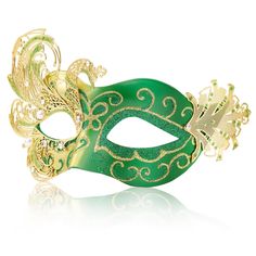 PRICES MAY VARY. Stunning Peacock Design: The hollow out of the peacock iron sheet and the rhinestone pearl sequins make the Mardi Gras mask exquisite and memorable Gold and Green:Sequins outline the classic Venetian pattern, this color is eye-catching Size: The masquerade ball mask part is 7"*3", the eye hole part is 2"*0.8".Stretchy elastic band is easy to wear and adapts to different head sizes Comfortable fit:High-quality plastic makes the masquerade mask womens strong yet lightweight for a Green Masks For Carnival Costume Party, Green Eye Mask For Masquerade, Green Masquerade Mask For Mardi Gras, Green Masks For Masquerade Carnival, Green Mask For Masquerade Carnival, Green Masquerade Mask For Mardi Gras Party, Green Masks For Carnival Masquerade, Green Carnival Masks And Prosthetics, Green Masks For Mardi Gras Carnival