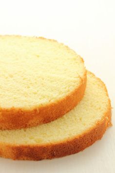 three slices of bread stacked on top of each other in front of a white background