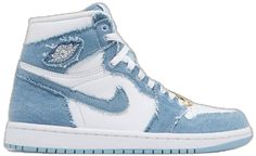 White Denim Sporty Sneakers, Trendy Denim Sneakers For Streetwear, White Denim Sneakers For Spring, Trendy Denim Blue Sneakers For Streetwear, Spring Denim Blue Sneakers For Streetwear, Spring Denim Sneakers For Streetwear, Jordan 1 Denim, Shoes Jordan 1, Jordan Blue