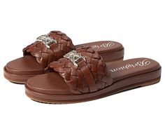 Brighton Cate Comfort Sandal - Women's Shoes : Bourbon : Bring on an artistic flair to your casual street style donning the Brighton Cate Comfort Sandals. Wide and soft hand-woven leather band on the upper with silver-plated hardware. Leather lining. Cushioned insole for all-day comfort. Easy slip-on style. Round open toe. Durable synthetic outsole. Made in Italy. Measurements: Heel Height: 1 2 in Weight: 12.1 oz Product measurements were taken using size 9, width M. Please note that measurement Chic Brown Woven Sandals, Casual Flat Sandals With Woven Leather, Casual Sandals With Woven Leather And Adjustable Fit, Casual Sandals With Adjustable Woven Leather, Casual Leather Slides With Woven Sole, Casual Adjustable Woven Leather Sandals, Brown Leather Sandals With Braided Straps, Casual Synthetic Sandals With Woven Leather, Casual Sandals With Woven Leather