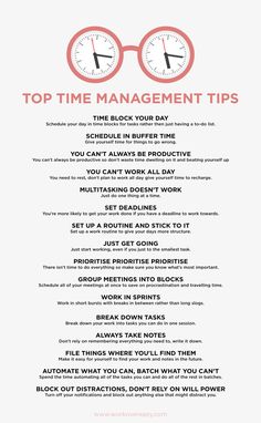 a poster with the words top time management tips