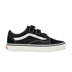 Find VANS Old Skool Velcro 'suede on Editorialist. Inspired by the iconic Vans skate shoe, the Old Skool V sports a low profile look in black sturdy canvas and suede uppers. Hook-and-loop strap closures in place of laces make for easy wearing. Other signature details include a classic rubber waffle outsole and a True White side stripe. Vans With Straps, Vans Skate Shoes, Vans Skate, Skate Shoe, Lace Making, Vans Old Skool, Old Skool, Side Stripe, Skate Shoes