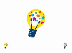 an image of a light bulb with flowers in it's center and two balloons flying around