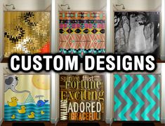 four different types of custom shower curtains