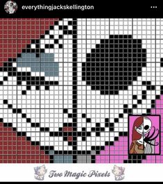 a cross stitch pattern with the face of jack and sally