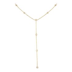 This is part of Chairish’s Fine Jewelry assortment.  1 Carat Diamond Lariat Necklace in 18K Gold studded with round cut diamond. This stunning piece of jewelry instantly elevates a casual look or dressy outfit.  April birthstone diamond brings love, fame, success and prosperity. Designed with bezel set diamonds studded in a lariat necklace making a stunning delicate necklace. This beautiful handcrafted necklace is a perfect Unique Gift, Bridal Shower Gift, Secret Santa Gift, Gift For Sister, Mot Fine Jewelry Lariat Backdrop Necklace With Diamond Accents, Fine Jewelry Backdrop Lariat Necklace With Diamond Accents, Elegant Long Drop Diamond Necklace With Accents, Luxury White Gold Lariat Backdrop Necklace, Fine Jewelry Diamond Lariat Backdrop Necklace, Diamond Lariat Backdrop Necklace In Yellow Gold, Elegant Diamond Lariat Necklace With Clavicle Chain, Diamond Lariat Backdrop Necklace In Fine Jewelry Style, Diamond Lariat Necklace For Wedding