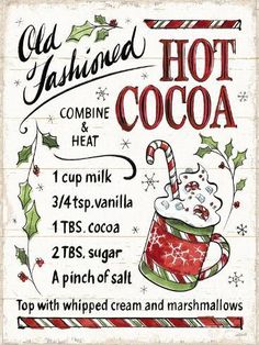 an old fashioned christmas hot cocoa sign