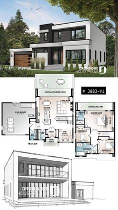 two story house plans with different floor plans