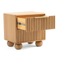 a wooden toy with wheels and drawers on it's sides, showing the bottom section