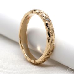 Real Gold Rings, Stackable Gold Rings, Hawaiian Wedding Rings, Hawaiian Heirloom Jewelry, Floral Wedding Ring, Dainty Wedding Ring, Hawaii Jewelry, Hawaiian Flower, Hawaiian Jewelry