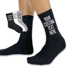 PRICES MAY VARY. Customize Your Socks - Create your own custom printed and personalized women's dress socks. Make your own socks with any text, phrase, or message; our crew socks are available in nine colors with your choice of several fonts (writing style). Combination of Quality and Style - Our socks are a soft cotton blend, ribbed 1/2 cushion crew length sock and available in the women's standard sock size 9-11 which fits a shoe size 5-9, great for everyday use. Personalize these one-of-a-kin Sublimated Socks, Writing Style, Personalized Socks, Mens Dress Socks, Women Crew Socks, Mens Crew Socks, Custom Socks, Socks For Men, Dress Socks