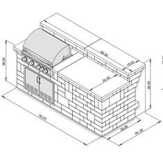 an outdoor kitchen is shown with the measurements