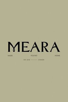 the word meana is written in black on a beige background