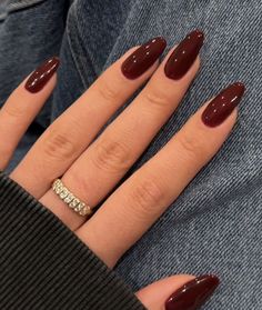 Oval Nails Dark, Kutek Disney, Dark Red Nails, Wine Nails, Maroon Nails, Cherry Nails, Red Nail Polish, Red Nail, Dark Nails