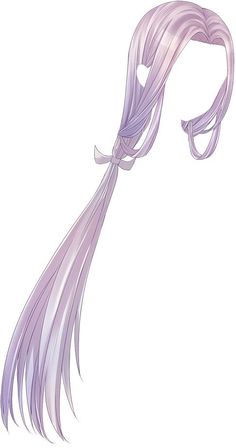 an illustration of a long purple hair with white streaks on the ends and one tail