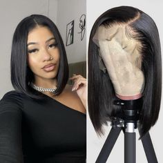 PRICES MAY VARY. Superior Hair Material: Our Straight bob human hair wig are made of 100% unprocessed Brazilian virgin human hair, can be dyed, curled, straightened, styled as you like. Features of Upgrade 13x4 Lace: Our 180 density 13x4 HD lace frontal wigs have upgrade lace, it’s invisible, soft and breathable. 13x4 lace frontal ensures that our lace front wigs can be parted into middle part or side part, can do half up half down styles, ponytail & bun. This hd lace frontal wig looks like your Lace Front Wigs Human Hair, Wig Human Hair, Wigs Human Hair, Bob Wig, Wigs For Black Women, Short Bob, Baby Hair, Bob Wigs, Lace Front Wigs