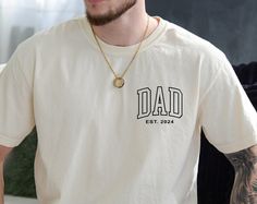 Get your order now: Dad Est 2024 Tshirt, Personalized Dad Shirt, Custom Dad, Pregnancy Announcement for Dad, Gift for Dad, Father's Day Shirt, New Dad Shirt - Kittyband Fashion Christmas For Dad T-shirts Teepublic, Custom Gifts For Dad, Dad Pregnancy Announcement, Dad Tshirt, Fathers Day Shirts, Mens Long Sleeve Tee, Cricut Maker, New Dads, Tailored Shirts