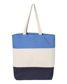 11L Tri-Color Tote - NAVY/ NATURAL/ CAROLINA BLUE - ONE SIZE | Q-Tees 11L Tri-Color Tote Bag in Navy Blue/Natural/Carolina Blue | Cotton Tee Bag, Colorful Tote Bags, Bridesmaid Bags, Monogram Tote Bags, Yoga Bag, Monogram Tote, Personalized Tote Bags, Zippered Tote, Vinyl Projects