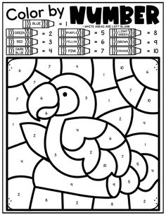 the color by number turkey is shown in black and white