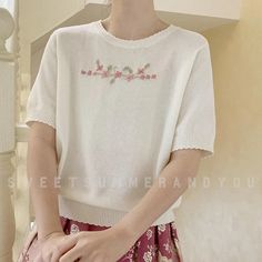 Add a touch of vintage charm to your wardrobe with our Prairie Flower Embroidered Top. With delicate flower embroidery and a simple, homey design, this top is both comfy and stylish. Perfect for any casual day out. Size Chart: Size Bust (cm) Shoulder (cm) Sleeve (cm) Length (cm) Bust (in) Shoulder (in) Sleeve (in) Length (in) One Size 114 38 25 57 44.88 14.96 9.84 22.44 Description: Item Type: TopsOrigin: CNClothing Length: RegularDecoration: EmbroiderySleeve Style: RegularFabric Type: KnittedMa Spring Cotton Embroidered Crew Neck Top, Spring Cotton Embroidered Top With Crew Neck, Spring Crew Neck Tops With Floral Embroidery, Spring Crew Neck Top With Embroidered Hem, Casual Floral Print Embroidered Cotton Top, Casual Cotton Top With Floral Embroidery, White Casual Embroidered Top With Floral Print, Casual Cotton Embroidered Top With Floral Print, Casual Short Sleeve Embroidered Top With Floral Print