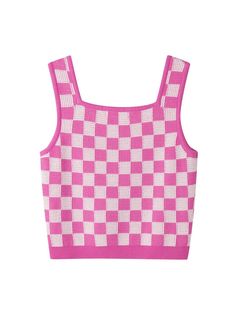 This Checkerboard Sleeveless Knit Top features a deep square neckline and a lively color scheme, perfect for creating a cheerful and statement look.- Cropped length that makes your look stylish- Sleeveless design to add appeal to the item- Versatile for wearing alone or for layering* The color of the actual product may vary due to differences in monitor color settings and resolution. Casual Pink Square Neck Tank Top, Trendy Knit Vest For Summer, Multicolor Knit Sleeveless Tank Top, Multicolor Knit Tank Top For Summer, Trendy Multicolor Sweater Vest For Spring, Trendy Knit Tank Top, Fitted Pink Square Neck Tank Top, Trendy Multicolor Knit Tank Top, Multicolor Sweater Vest For Summer