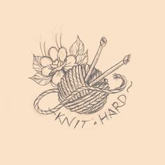 a drawing of yarn and knitting needles in a basket