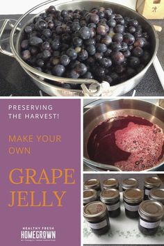 grapes and jams are being prepared to be cooked in the oven with text overlay