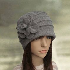 Gray felt wool hat, Felted winter hats, Womens felted hat, ladies felt hats, Felt wool hat lady, Fel Winter Wool Cloche Felt Hat, Winter Wool Cloche Hat, Gray Winter Cloche Hat With Curved Brim, Gray Felt Hat For Winter, Winter Wool Mini Hat With Curved Brim, Gray Fitted Felt Hat For Winter, Adjustable Warm Hats, Elegant Felt Hat For Winter, Wool Felt Hat For Winter, One Size