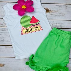 Personalized Watermelon Summer Tank Personalized Green Cotton Tops, Personalized Fun Summer Tops, Playful Personalized Cotton Tops, Playful Green Tank Top For Summer, Playful Sleeveless T-shirt For Summer, Personalized Cotton Tops For Summer, Playful Summer Tops For Birthday, Personalized White Summer Tops, Personalized Cotton Summer Tops