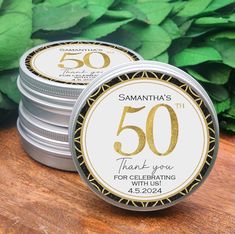 personalized 50th birthday party favors with gold foil