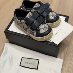 Authentic Gucci Kids Sneakers Used Size 22 Color Dark Blue Dust Bag Included Will Not Send Box Shoes Gucci, Gucci Kids, Gucci Shoes, Kids Sneakers, Kids Shoes, Dust Bag, Dark Blue, Shoes Sneakers, Kids Shop