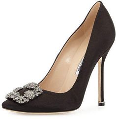 Manolo Blahnik Hangisi 115mm Satin Crystal-Toe Pump Formal Pumps, Manolo Blahnik Pumps, Manolo Blahnik Hangisi, Flat Booties, Manolo Blahnik Heels, Blahnik Shoes, Manolo Blahnik Shoes, Satin Pumps, Fabulous Shoes