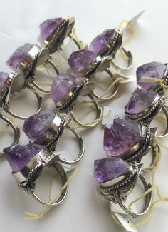 Peruvian Rings / Raw Amethyst Ring / Handmade Alpaca Silver | Etsy Silver Amethyst Open Ring Jewelry, Bohemian Amethyst Crystal Ring In Silver, Silver Bohemian Amethyst Rings, Silver Amethyst Bohemian Ring, Unique Amethyst Nickel-free Jewelry, Amethyst Crystal Open Ring With Birthstone, Amethyst Birthstone Crystal Ring In Open Style, Nickel-free Amethyst Jewelry, Spiritual Amethyst Rings In Purple