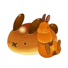 a brown bunny sitting on top of a bread