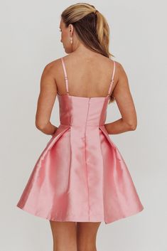 Love Talk Flared Bow Mini Dress Pink Red Hoco Dresses, Jewellery Model, Love Talk, Flared Mini Dress, Hoco Dresses Red, Hoco Inspo, Prom Dress Trends, Spaghetti Strap Bridesmaids Dresses, Bow Mini Dress