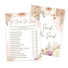 a pink and white floral wedding game with the words, bride to be said on it