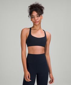 Meet you at yoga This strappy open-back bra is ready for all the ways you move, stretch, and open. Run Training, Free To Be Bra, Dance Leggings, Athletic Clothes, Yoga Gear, B Cup, Lululemon Sports Bra, Womens Bras, Athletic Outfits