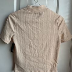 Nwt Ardene Beige Ribbed Mockneck Cropped Short Sleeve Shirt Top -Size Small -Super Comfy And Classy! -Beige Color Send Offers! Casual Stretch Ribbed Mock Neck Top, Stretch Turtleneck Top With Ribbed Neckline, Fitted Casual Mock Neck Top With Ribbed Neckline, Stretch High Neck Top With Ribbed Neckline, Casual High Neck T-shirt For Spring, Fitted Ribbed Collar Turtleneck Top, Beige Stretch Crew Neck Crop Top, Beige Turtleneck Top With Ribbed Collar, Beige Top With Ribbed Collar For Fall