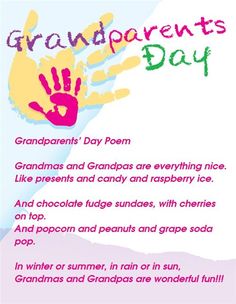 a poster with the words grandparents day written on it