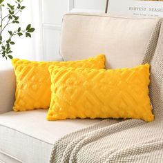 PRICES MAY VARY. HAPPY FALL PILLOW DECOR - A soft and comfortable throw pillow covers set that’s easy to mix and match with other solid-colored or patterned cushions. MATERIAL - Durable and lush faux wool velvet feels ultra soft against your skin.（ Available in many sizes and 3 colors – choose your favorite.） SIZE - 30x50 CM, 12 x 20 Inch.（If you want it more fluffy, pls choose the pillow insert bigger than pillow cover 1-2 Inch is better. ）Package includes 2 cushion covers ONLY. DESIGN - Hidden Bedroom Yellow, European Pillows, Velvet Throw Pillow, Throw Pillow Styling, Yellow Bedroom, 3d Embroidery, Sofa Bedroom, Decorative Cushion Covers, Pillow Cover Design