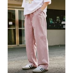 Loose Pink Straight Leg Cargo Pants Material: 100% Cotton Size: S, M, L, XL, 2XL Color: Grey, Pink, Khaki Applicable Season: Spring, Summer Pink Leisure Pants For Summer, Casual Jeans With Elastic Waistband Ankle-length, Spring Casual Straight Cargo Pants, Leisure Solid Color Wide Leg Pants With Pockets, Leisure Solid Wide Leg Pants With Pockets, Spring Leisure Cargo Pants, Casual Cotton Wide Leg Full Length Pants, Casual Straight Leg Cargo Pants, Casual Pink Sweatpants With Pockets